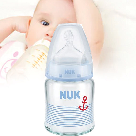 Nuk First Choice Plus Glass Silicone Bottle Feeding Bottle 120 ml 1 Piece Asortile 10747092 | 24hours.pk
