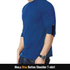 Men's Blue Button Shoulder T-Shirt 22119