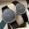 Black Strap & Creative Dial Pair Watch With Date Option For Men's And Womens Best Gift For Valentine's Day 8765 | 24hours.pk