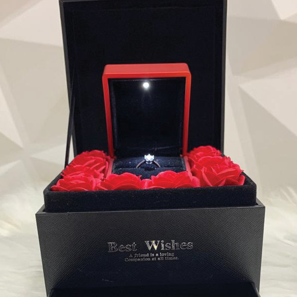 High Quality Creative Festival Double Layer Drawer Rose Flower Jewelry Necklace Case Lipstick Storage Gift Display Box Black Best Gift For Valentines Day | 24hours.pk