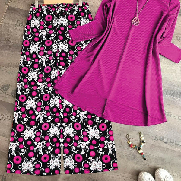 Western Plain Shirt Printed Trouser Boski Pink Black & White