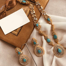 Creative Vintage Locket With Earrings Set For Womens Girls Light Multi Colors 875 | Mohsin Attari