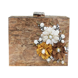 Bridal Fancy Multicolors Flowers Design Clutch For Women Brown 5815