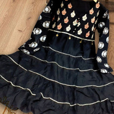 Stylish Frock For Girls Kids Light Black | 24hours.pk