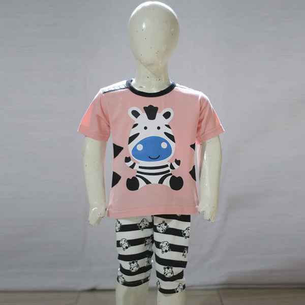Zebra Character Printed Malai Jersey Stuff Baba Suit Multicolors