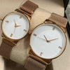 Ck Magnetic Pair Watch Dummy Down Second Golden & White For Mens & Womens Best Gift For Valentines Day 8973 | 24hours.pk
