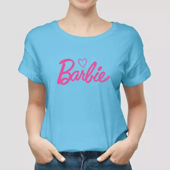 Barbie Printed Girls Half Sleeve Printed Half Sleeve T-shirt Sky Blue 99910