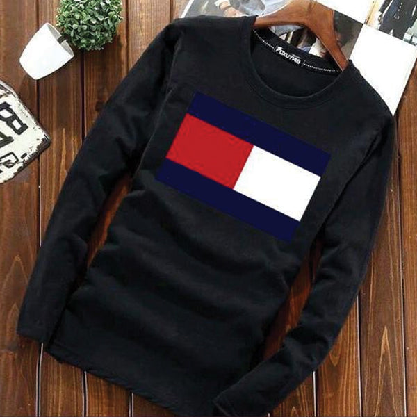 A&S Round Crew Neck Full Seleve Printed Shirt For Men's Black SP15