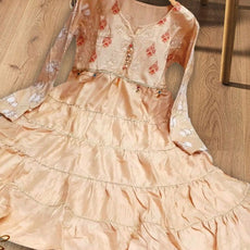 Stylish Frock For Girls Kids Peach Color | 24hours.pk