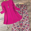 2 in 1 Kurti and Bootcut Trouser Set for Women & Girls Pink & Grey LP-002