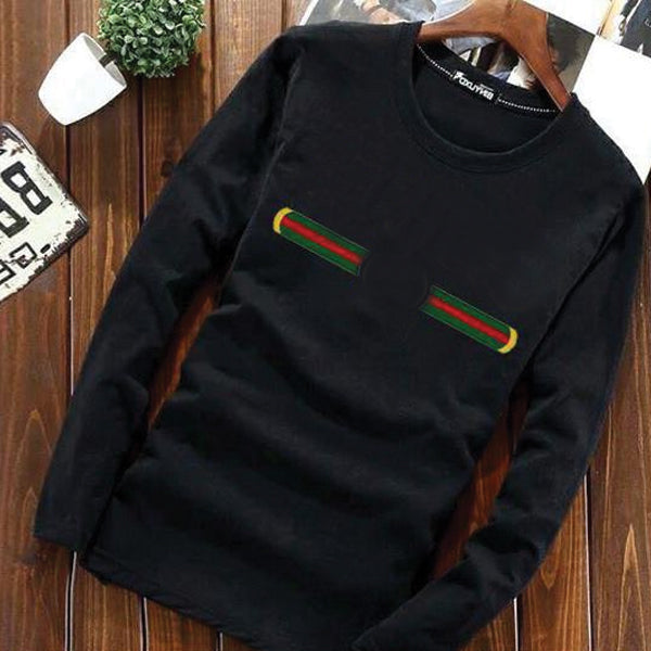 Latest Round Crew Neck Full Sleeve Printed Shirt For Men's Black SP07