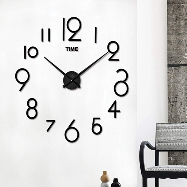 DIY Big Wall Clock Black Wall Sticker Nordic Toilet Clock Children's Room Character Wall Clock Sticker Numeric Number Simple Clock Wall Sticker Sticker Paste Decoration Simple Cross Arrange Layout Store Wallpaper | 24hours.pk