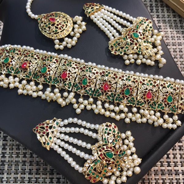 Set Hadrabade Malty Design Necklace For Women Green & Red 51133