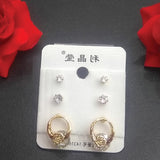 Diamond Flower Shaped Ring Style Earrings Set For Womens | 24hours.pk
