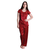 Pack of 2 Women Satin Set Free Size Rani Night Suit 3414