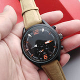 Men Fashionable Leather Strap Watch With Date