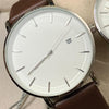 Chocolate Brown Strap Pair Watch With Date Option For Men's And Womens Best Gift For Valentine's Day 8765 | 24hours.pk