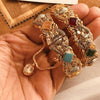 Semi Precious Multicolors Stone Studded Bangles Set 91813