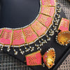 Beautiful Vintage Pearls Golden Necklace With Earrings Set For Womens Light Pink 70807