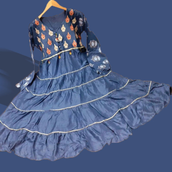 Stylish Frock For Girls Kids Light Blue | 24hours.pk