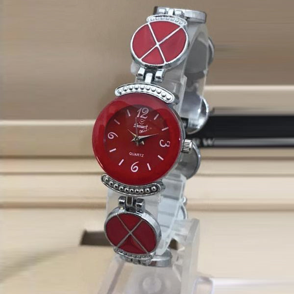 Women Rounded Bracelet Luxury Fashion Watch Silver