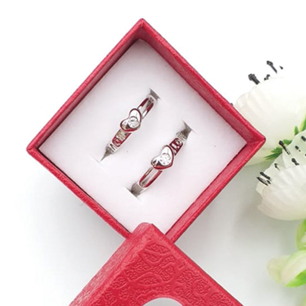 Pack of 2 Single Heart Diamond Design Ring With Heart Design Box For Her Gift or Engagement Silver 0864 | 24hours.pk