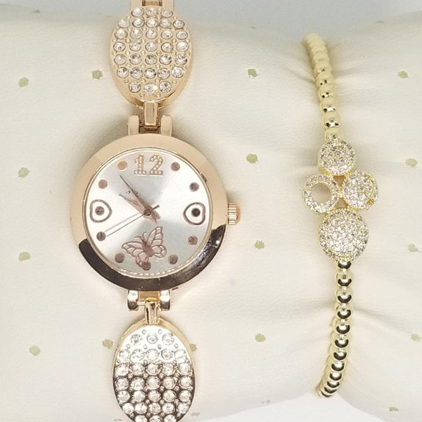 Creative Rounded Shaped Dial Watch With Bracelet For Women's Golden 542399 | Abdul Basit Janjee