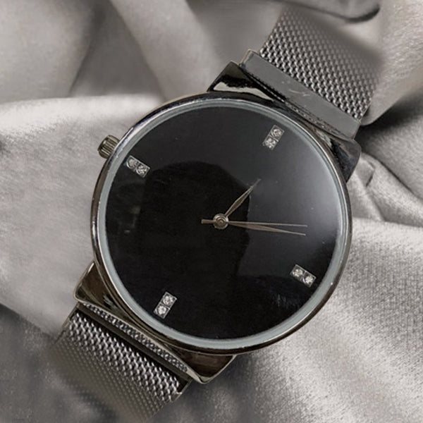Ck Magnetic Pair Watch Dummy Down Second Black & Silver For Mens & Womens Best Gift For Valentines Day 8973 | 24hours.pk