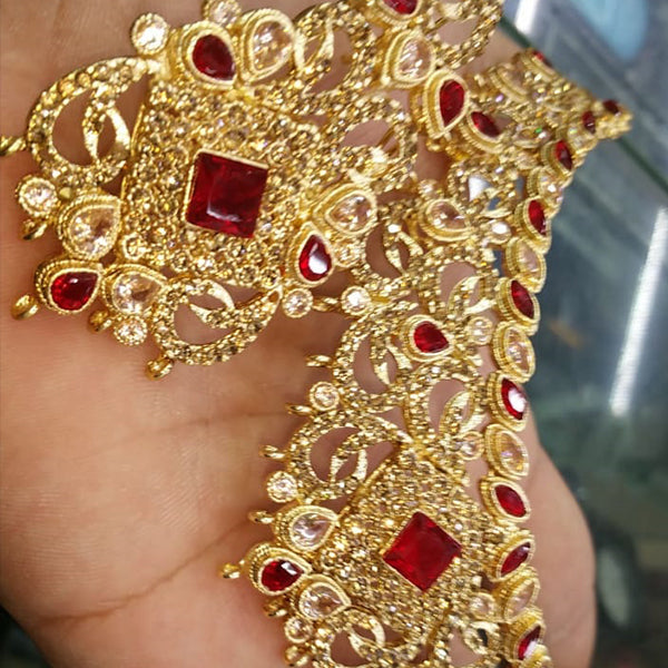 Vintage Creative & Polygon Shaped Red Stone Necklace Set For Her 158641 | 24hours.pk