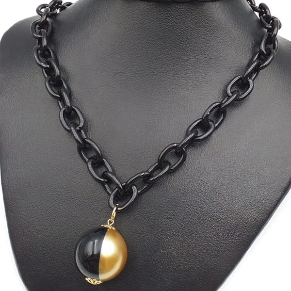 Latest Ball Locket For Her Black & Golden 25764 | 24hours.pk
