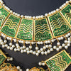 Beautiful Vintage Pearls Golden Necklace With Earrings Set For Womens Green 70807