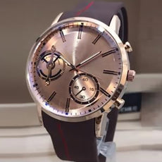 Latest Simple Design Watch Brown Strap With Golden Dial For Men's 89061 | Abdul Basit Janjee