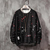 Texture Print Shirt Handmade Printed Long Sleeve Black 88541
