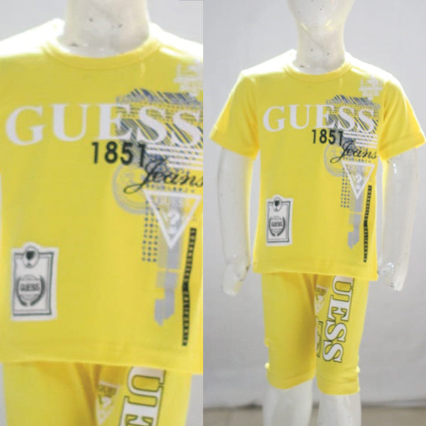 Guess 1851 Printed Malai Jersey Stuff Baba Suit Yellow