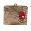Bridal Fancy Red Flower Design Clutch For Women Brown 5815