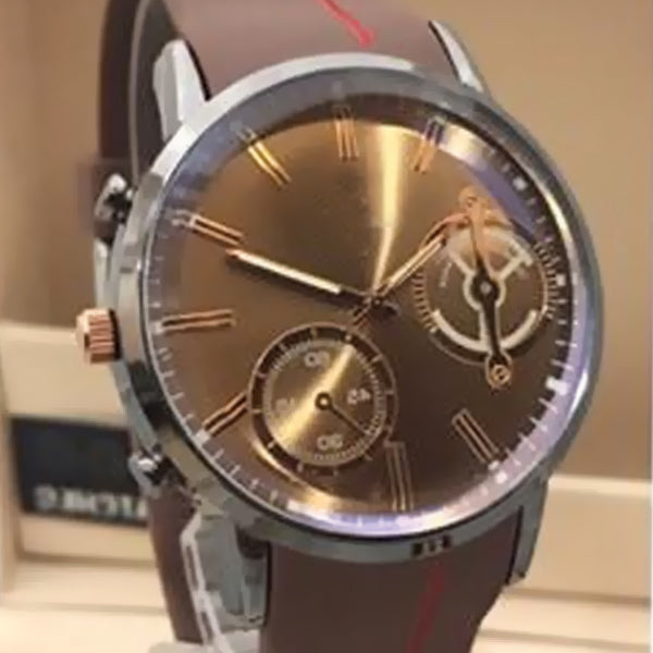 Latest Simple Design Watch Brown Strap With Silver & Golden Dial For Men's 89061 | Abdul Basit Janjee