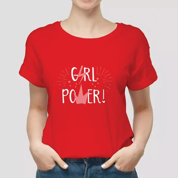 Girl Power Printed Girls Half Sleeve Printed Half Sleeve T-shirt Red 99910
