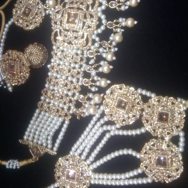 White & Golden Pearl Necklace Set For Her 452149 | 24hours.pk