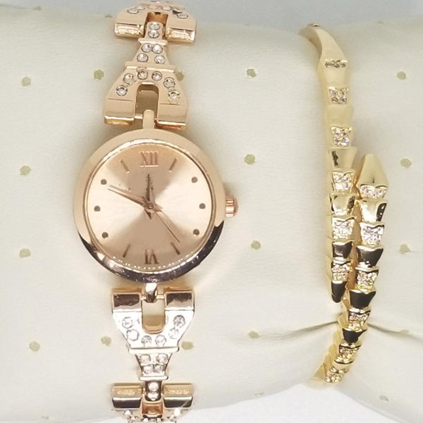 Rounded Shaped Dial Watch With Bracelet For Women's Golden 542399 | Abdul Basit Janjee