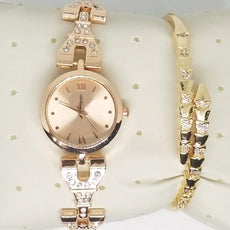Rounded Shaped Dial Watch With Bracelet For Women's Golden 542399 | Abdul Basit Janjee