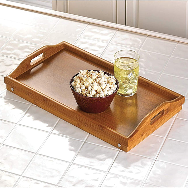 Modern table Solid Easy Fold Brown Wooden Serving tray | 24hours.pk