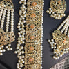 Set Hadrabade Malty Simple Design Necklace For Women In Peach Color Stones 51133