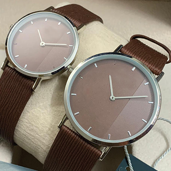 New Stylish Couple Watches High Qualty Best For Valentines Day Watch Pair Brown | 24hours.pk