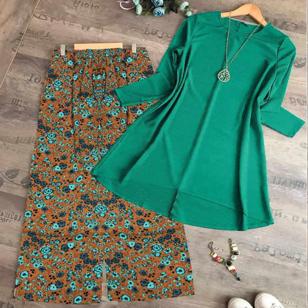 Western Plain Shirt Printed Trouser Boski Sea Green & Brown