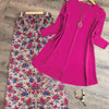 2 in 1 Kurti and Bootcut Trouser Set for Women & Girls Pink & Grey LP-002