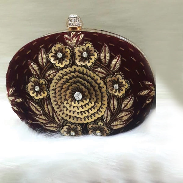 Creative Fashionable Bridal Rounded Shaped Clutch Purse Available In Random Colors 6137