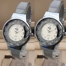 Shaffer Mesh Band Lady Creative Style Watch Offwhite & Silver 01521