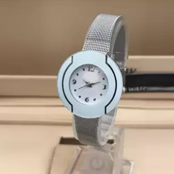 Shaffer Mesh Band Lady Simple Design Watch Light Blue & Silver 01521