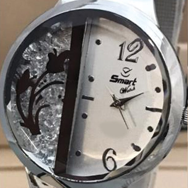 Shaffer Mesh Band Lady Fashionable Style Watch Offwhite & Silver 01521