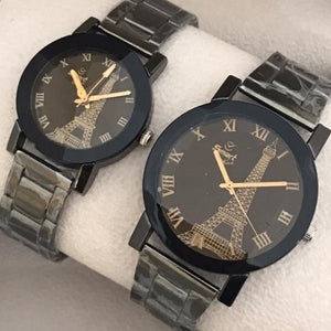 Vintage Paris Eiffel Tower Dial Wrist Watch Pair For Unisex 75441